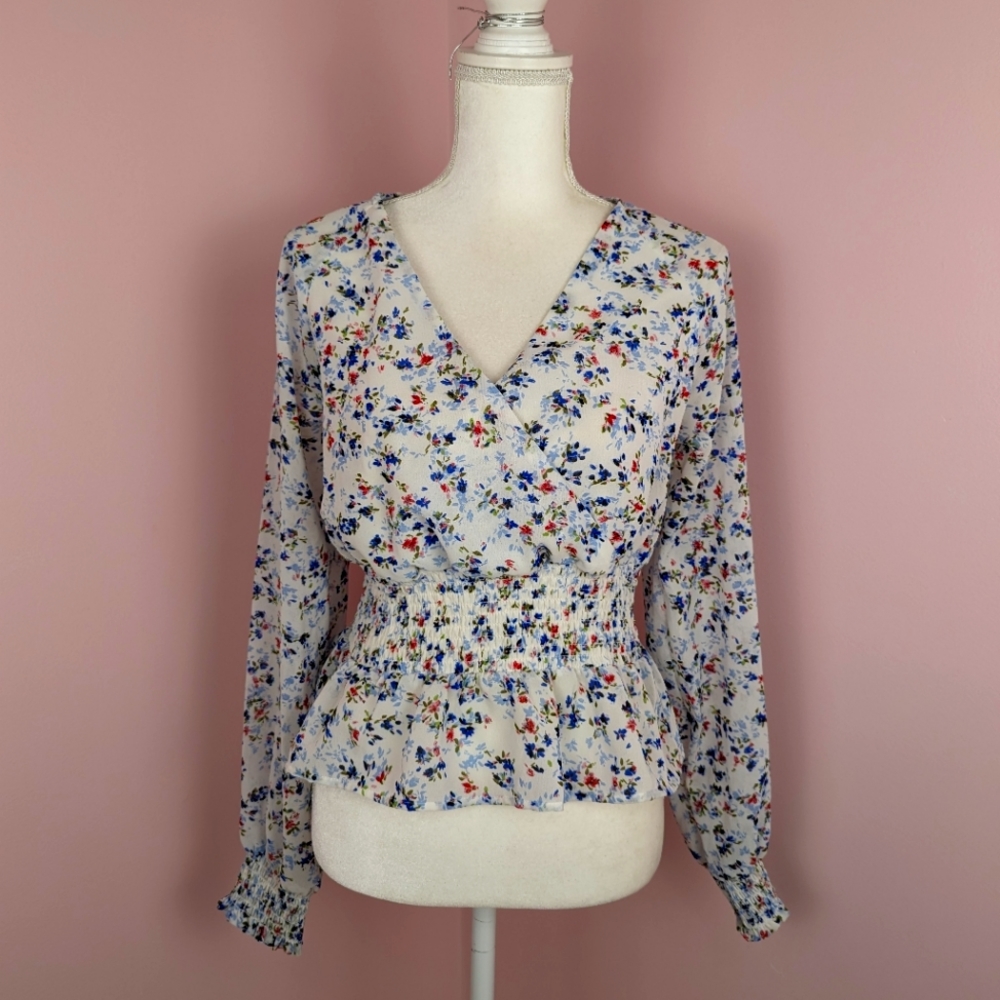 Blue floral blouse